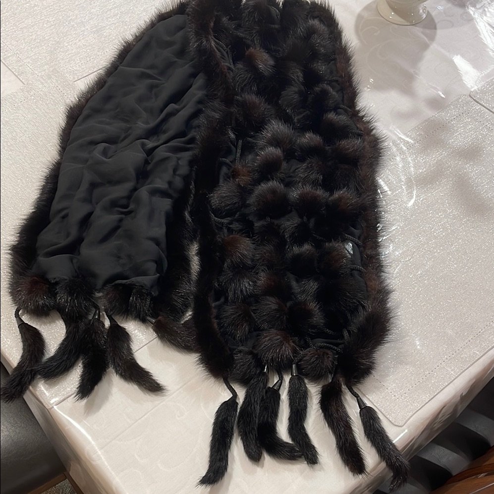 Gorgeous Real ( Mink) Dark Brown. Luxurious Scarf Wrap For Special Occasion.